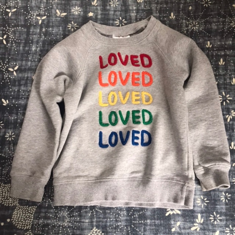 Hanna Andersson adorable "Loved" cotton sweatshirt size 100 4T GUC